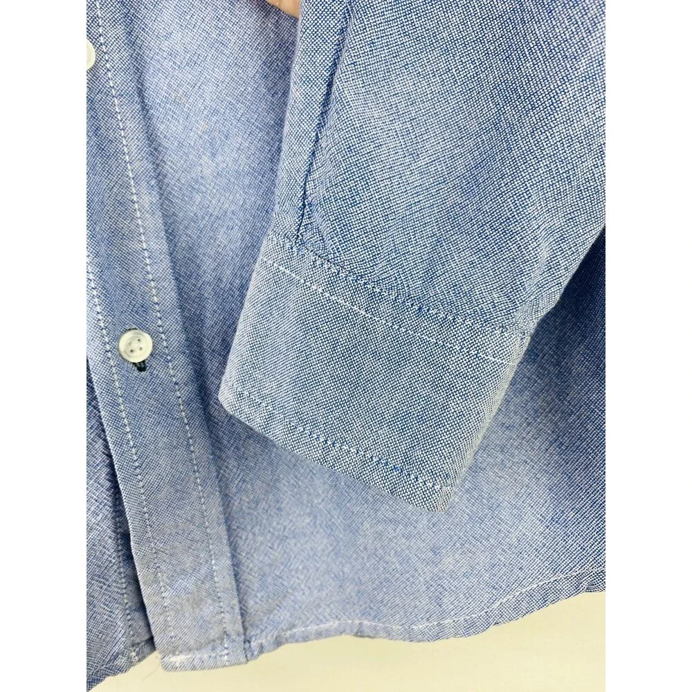 Childrens Place Boys Button Down Denim Shirt M 7/8 Blue Long Sleeve w/Pocket